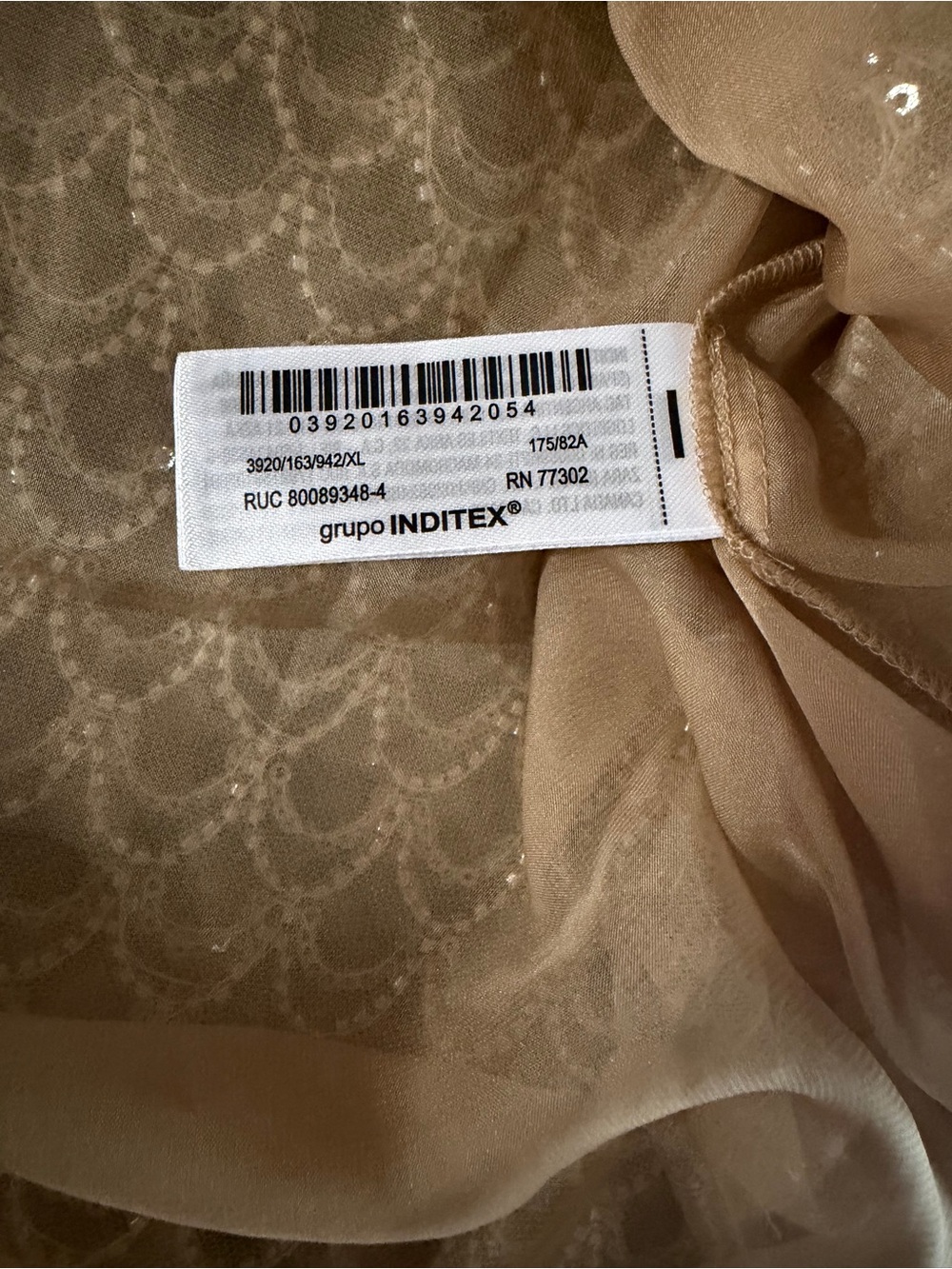 Zara Beaded Sequin Midi Skirt Size XL Gold Nude Scallop Embellished Lined - Picture 3 of 4